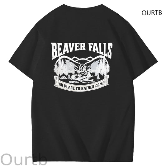 Beaver Falls No Place I'd Rather Come Funny Adoult Art Pattern Print T-Shirt