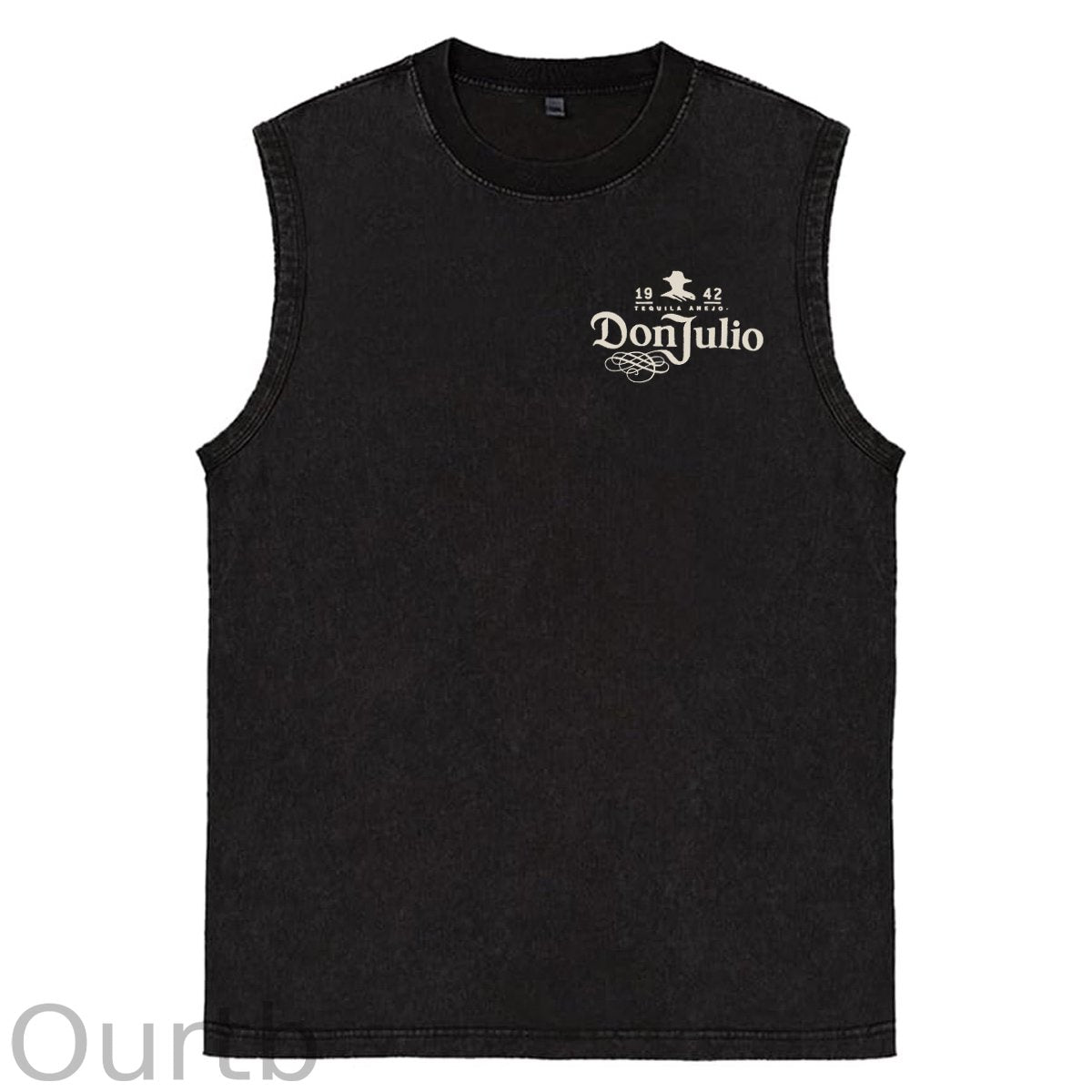 70th Anniversary Pattern Sleeveless Cotton Washed Printed Loose Vest