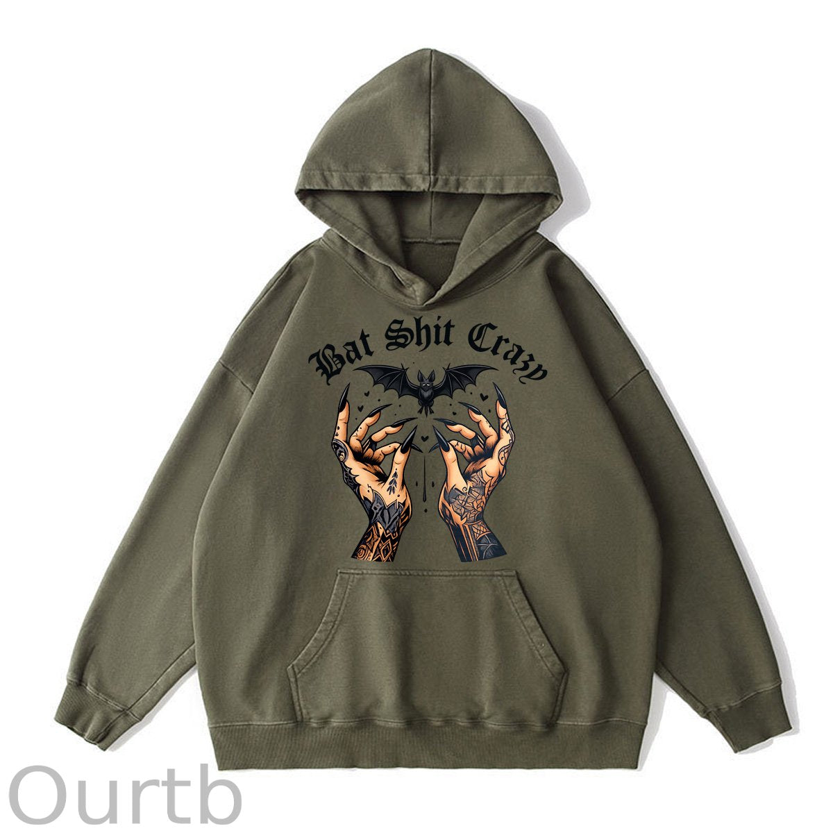 Bat Shit Crazy Pattern Washing And Aging Process 100% 300g Cotton Classic Hoodie